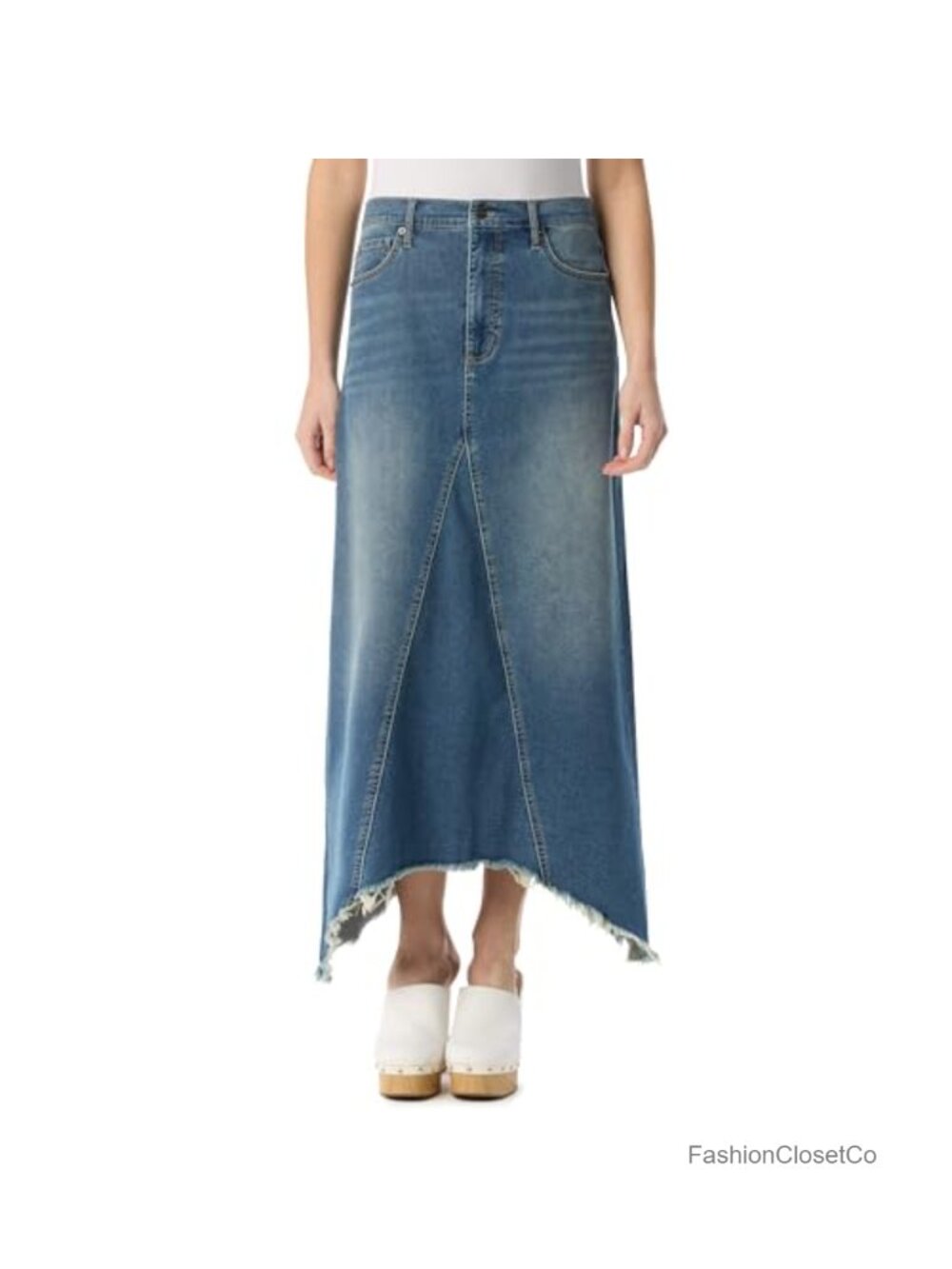 Jessica Simpson Maxi Denim Skirt 5-Pocket Zip Front